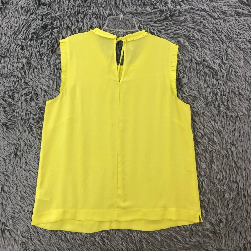 J. Crew Blouse Womens 14T Yellow Sleeveless Ruffle Neck Keyhole Sleeveless